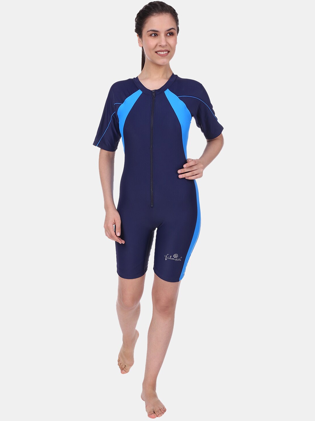 

FILMAX ORIGINALS Women Colourblocked Legsuit, Navy blue