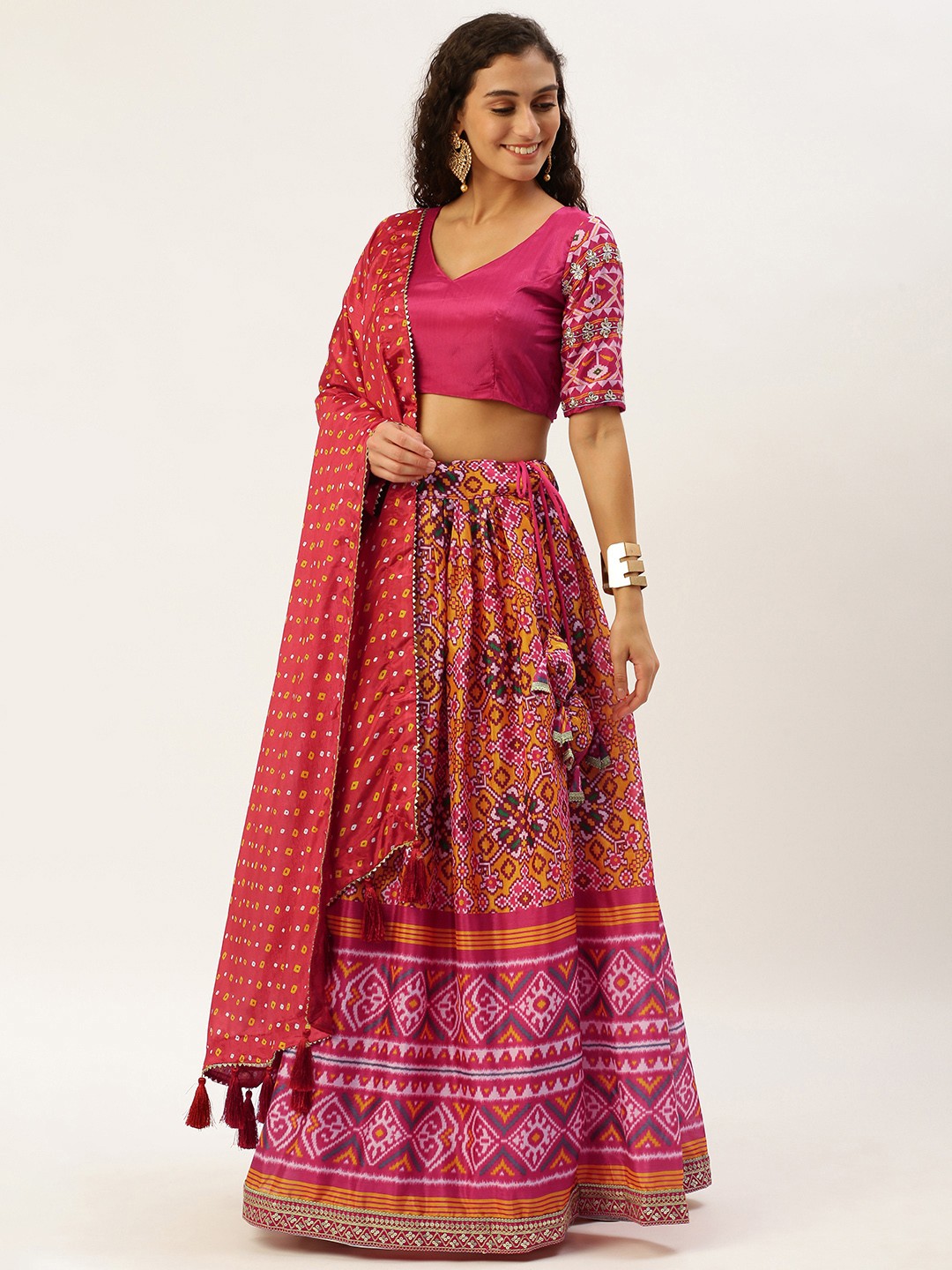 

LOOKNBOOK ART Chinon With Patola Printed Lehenga Choli, Pink
