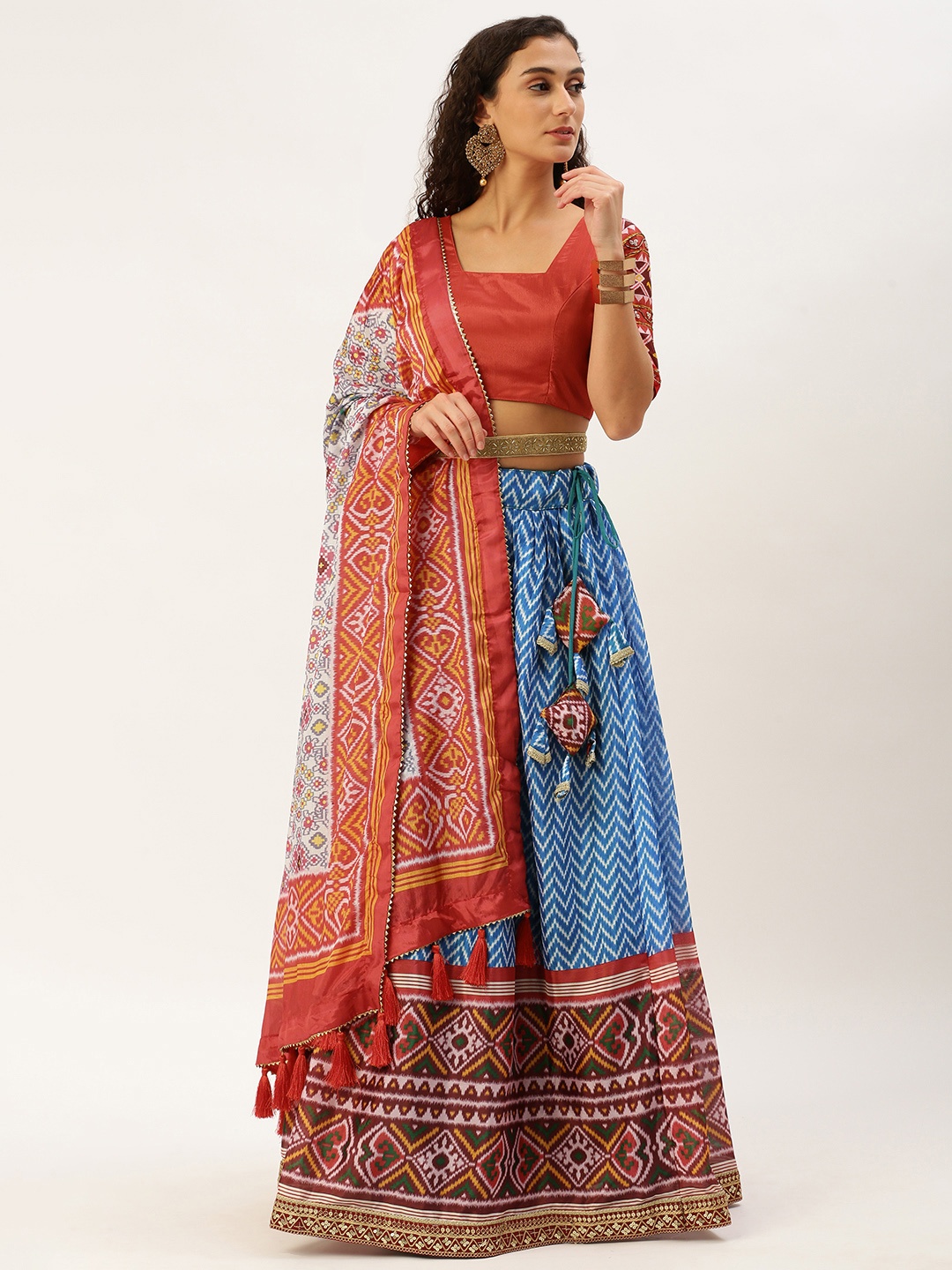 

LOOKNBOOK ART Chinon With Leheriya Printed Lehenga Choli, Blue