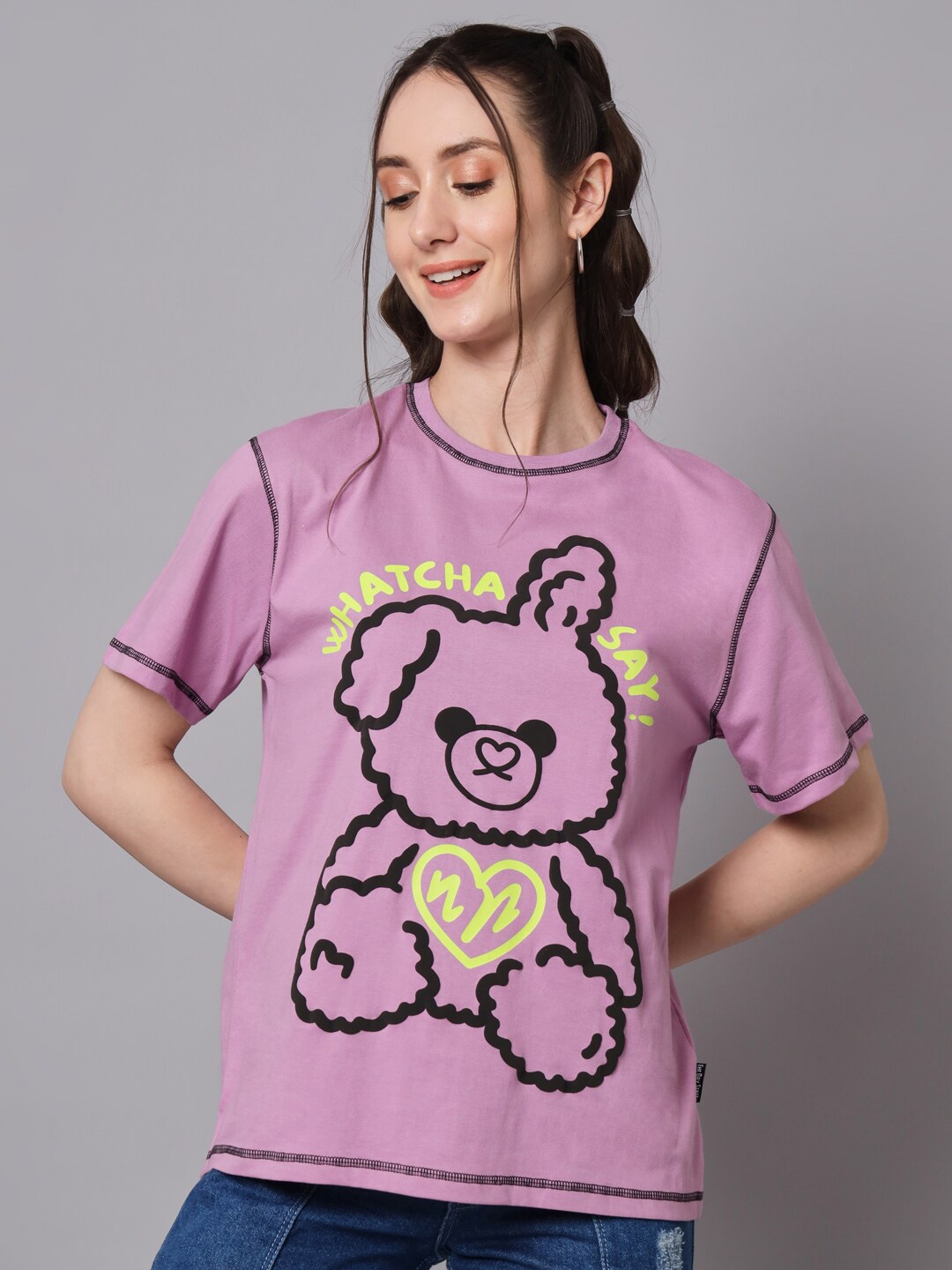

The Dry State Graphic Printed Cotton Loose Fit T-shirt, Lavender