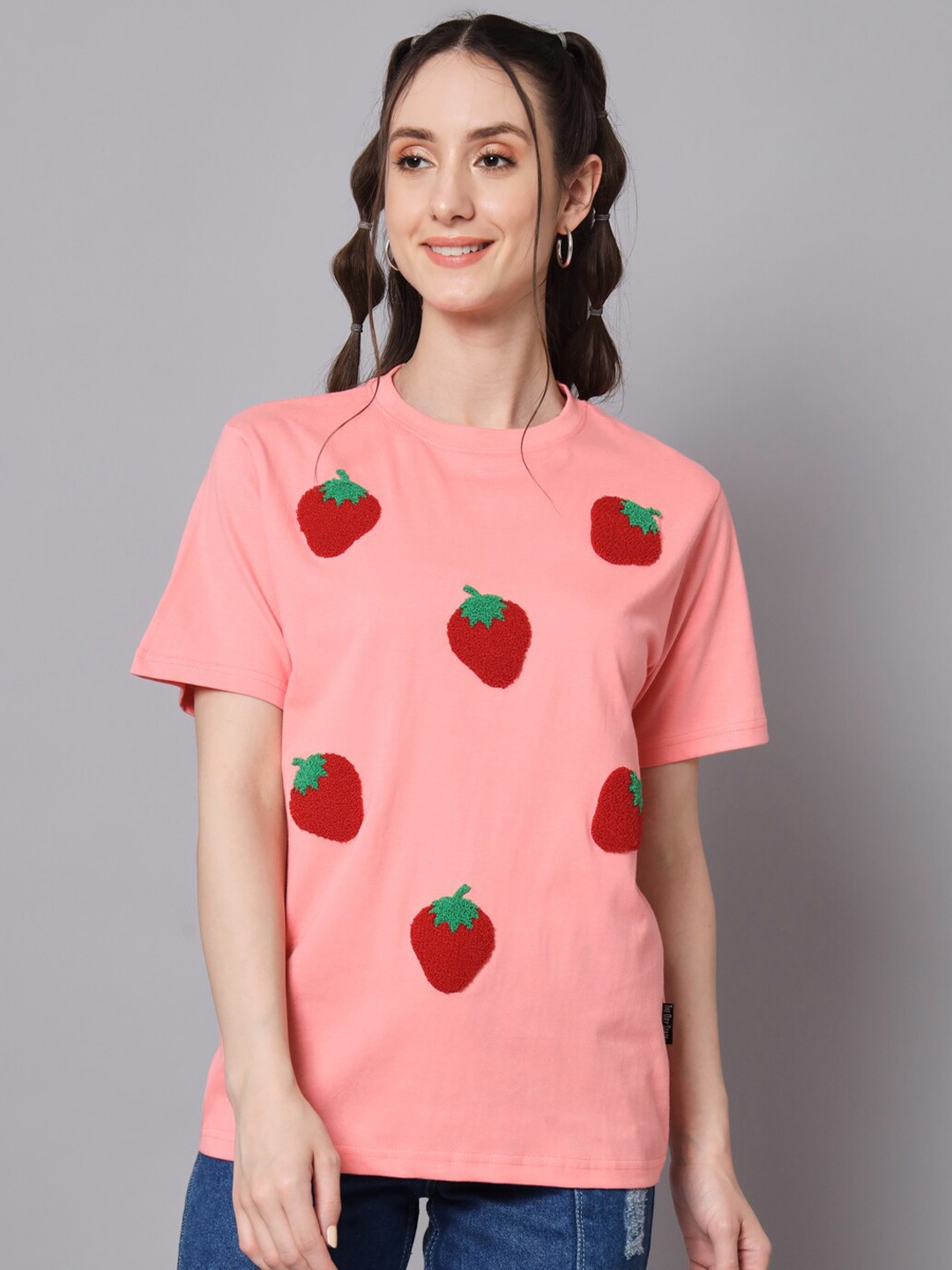 

The Dry State Applique Cotton Oversize Fit T-shirt, Peach