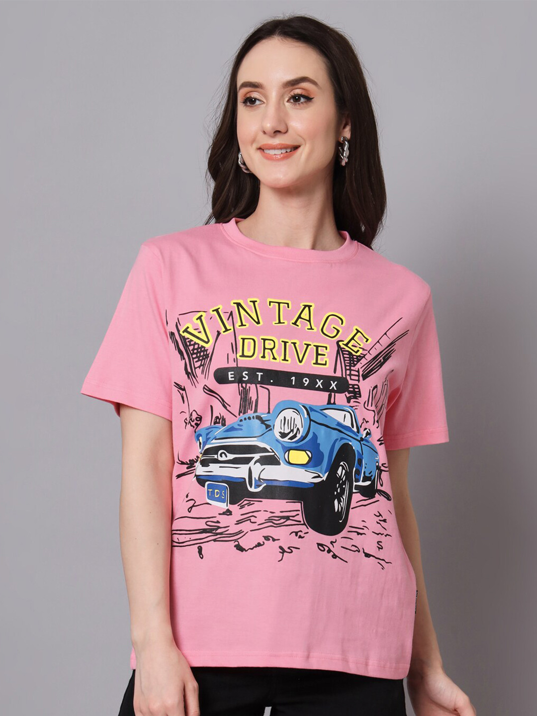 

The Dry State Graphic Printed Cotton Oversize Fit T-shirt, Pink
