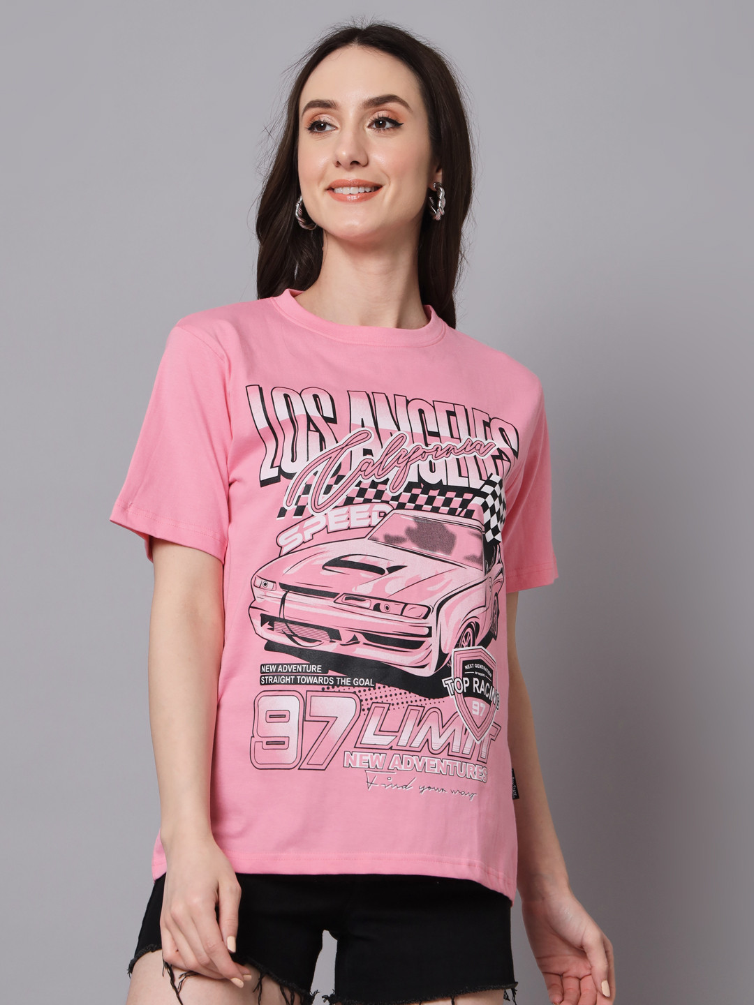 

The Dry State Graphic Printed Cotton Loose Fit T-shirt, Pink