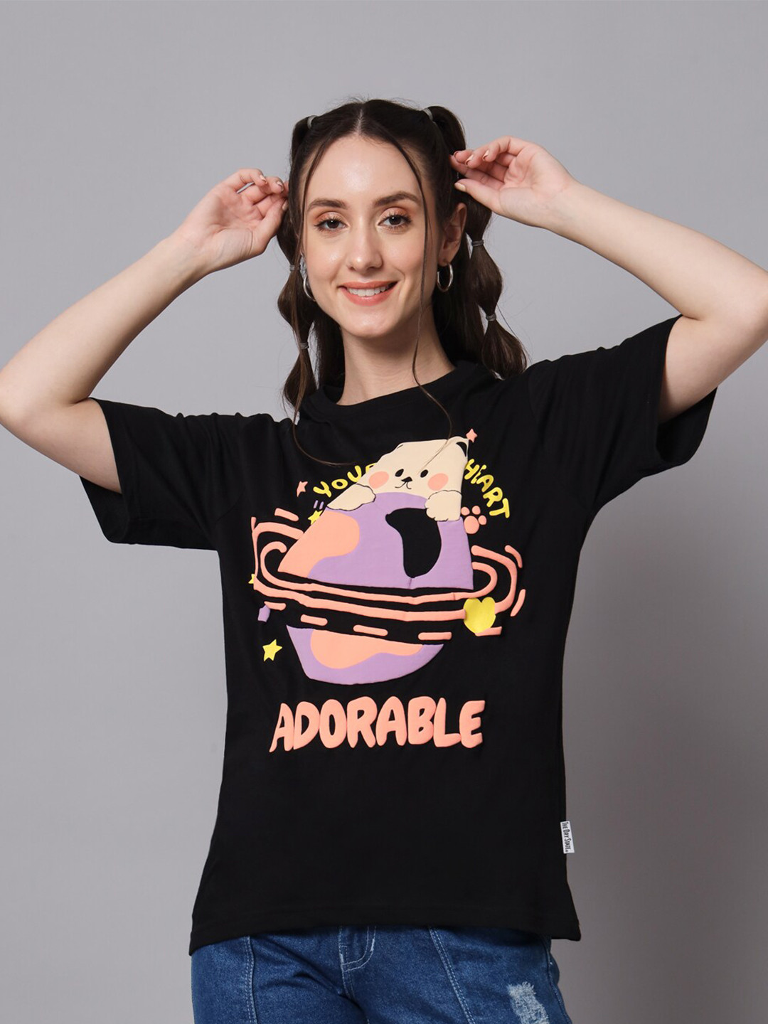 

The Dry State Graphic Printed Cotton Oversized Fit T-shirt, Black