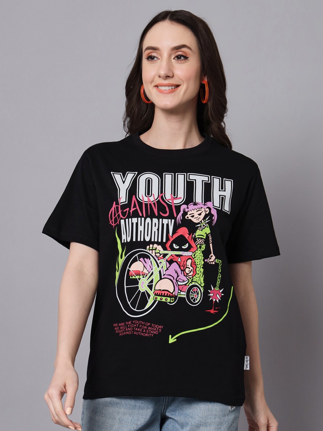 

The Dry State Typography Printed Cotton Oversize Fit T-shirt, Black