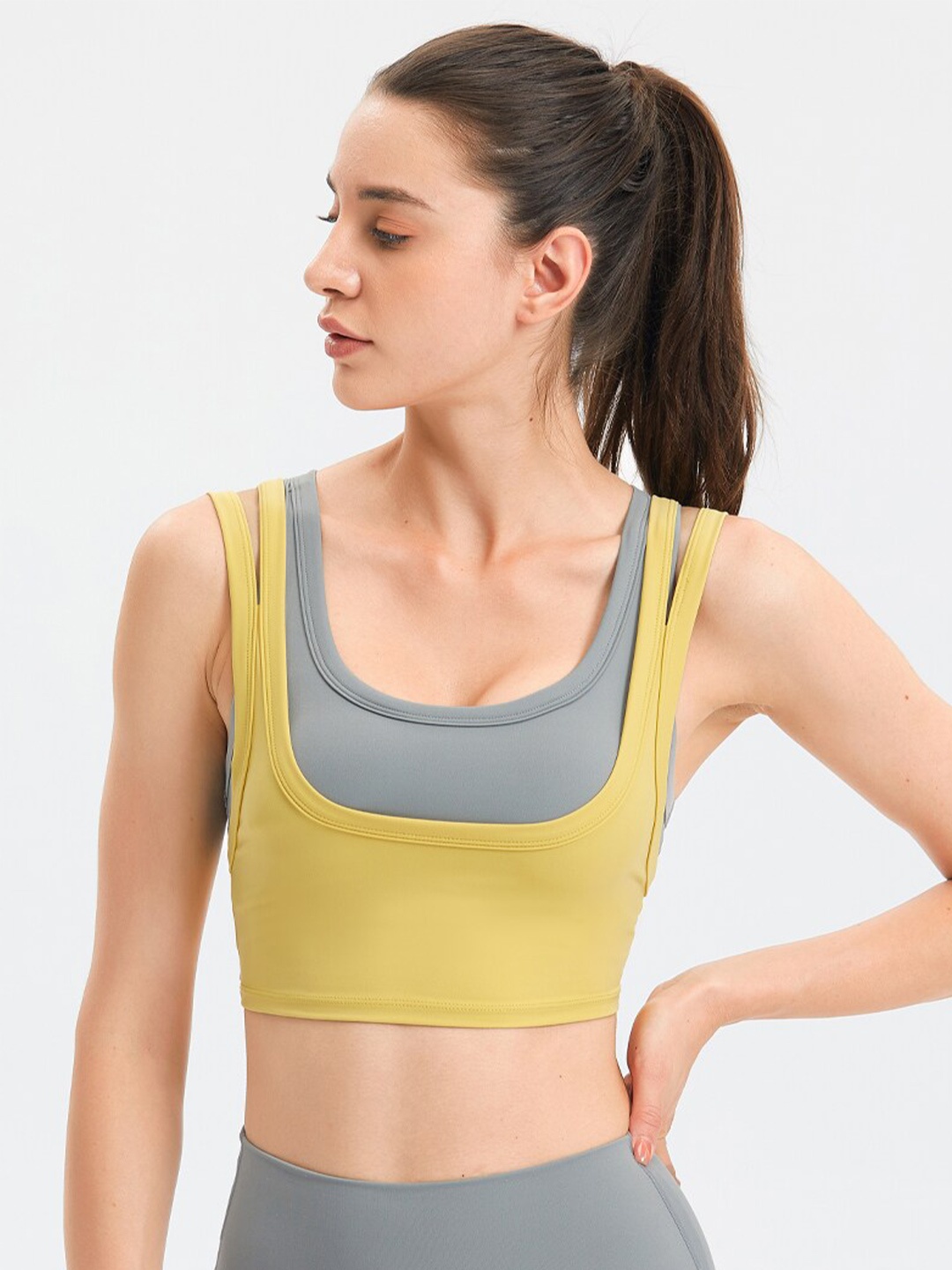 

JC Collection Full Coverage Lightly Padded Workout Bra, Yellow