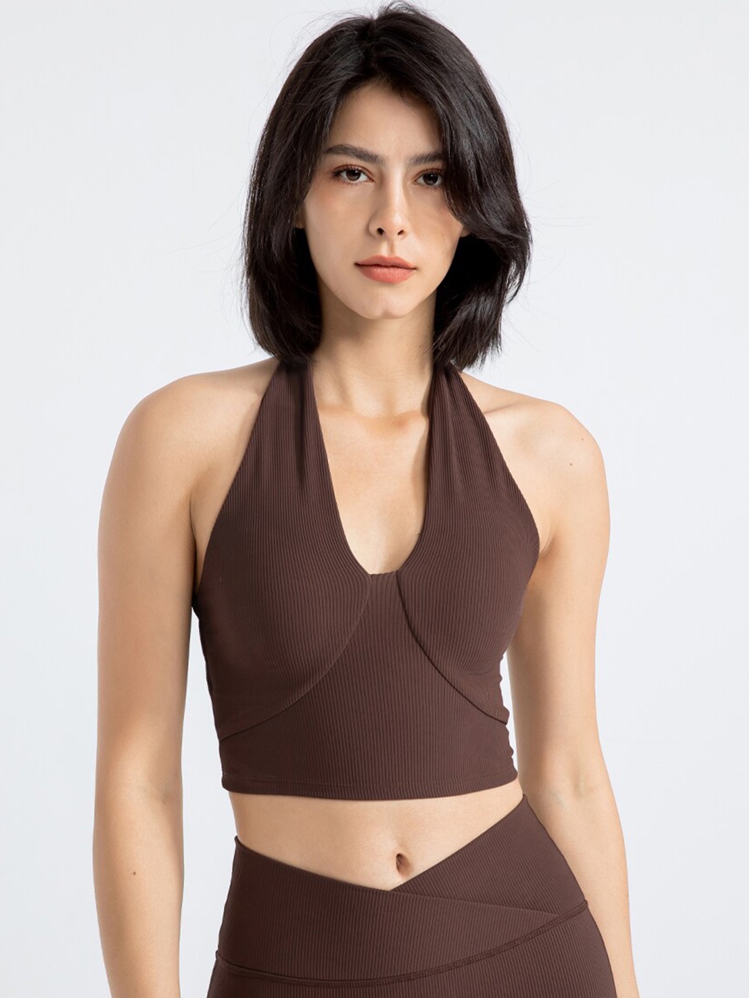 

JC Collection Full Coverage Lightly Padded Workout Bra, Coffee brown