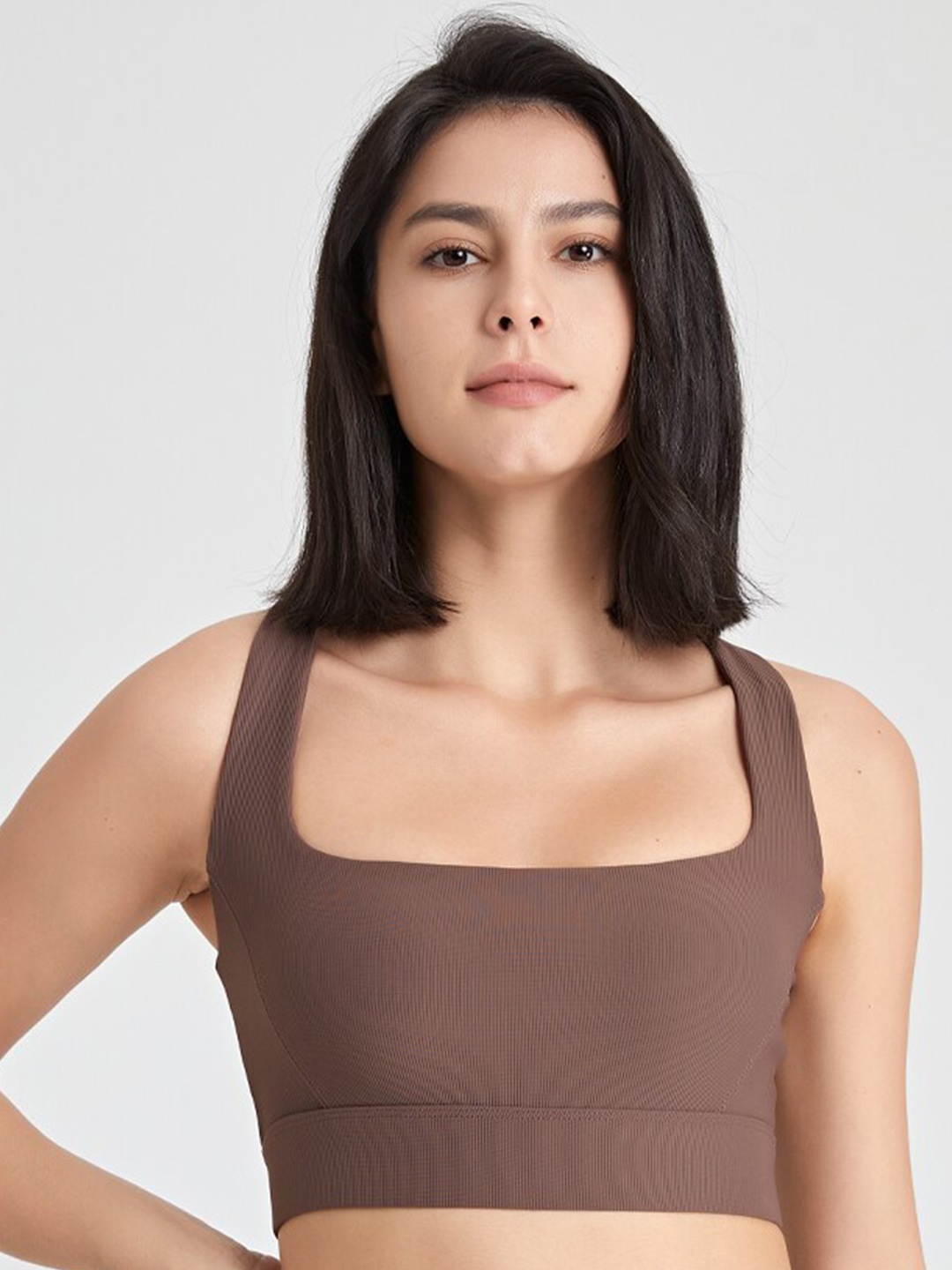 

JC Collection Square Neck Tank Crop Top, Brown
