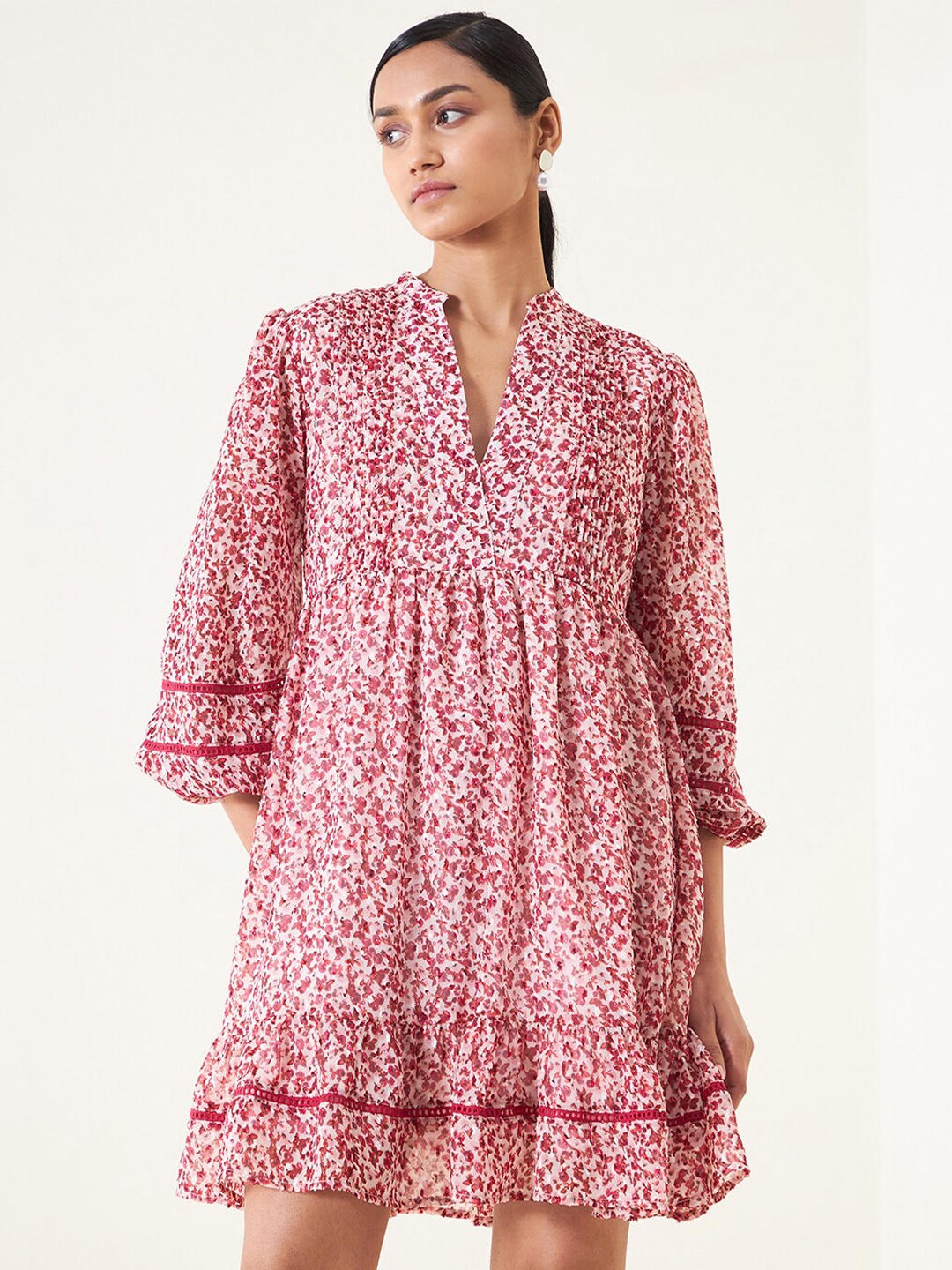 

Femella Floral Print A-Line Dress, Red