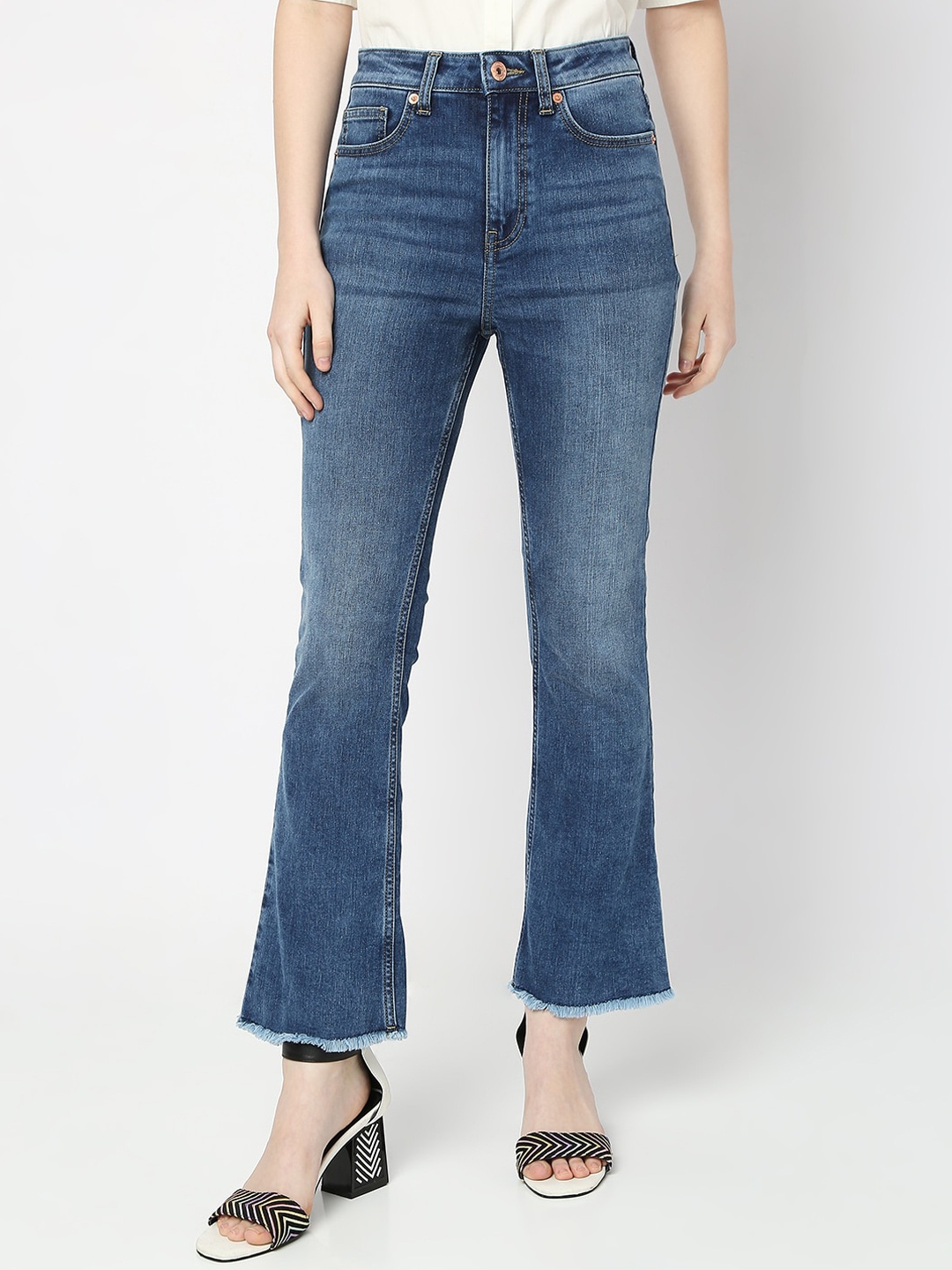 

Vero Moda Women Bootcut High-Rise Stretchable Jeans, Blue