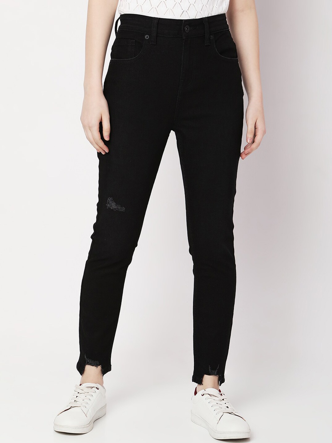 

Vero Moda Women Skinny Fit High-Rise Light Fade Stretchable Jeans, Black