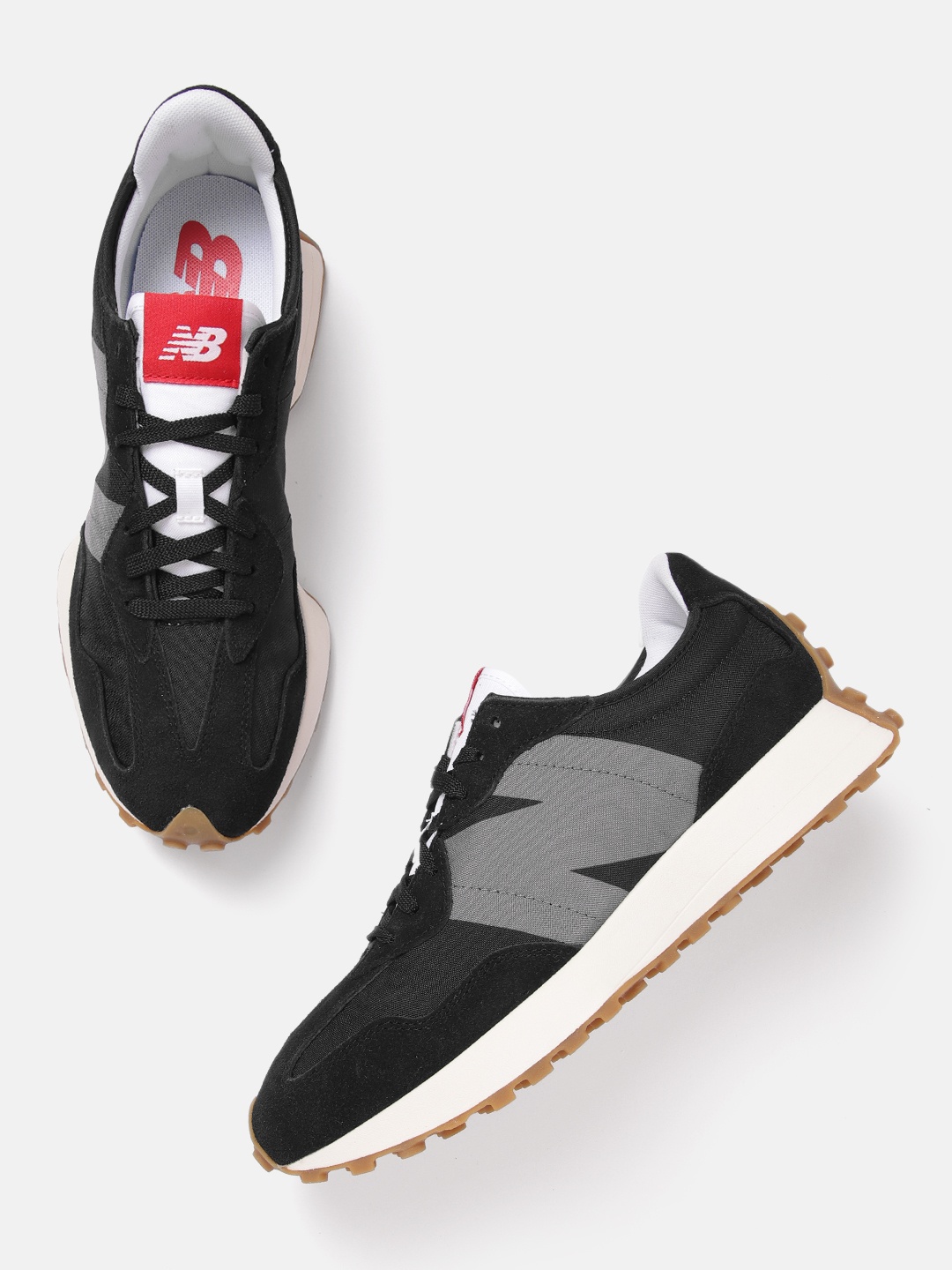 

New Balance Men Brand Logo Detail 327 Sports Shoes, Black