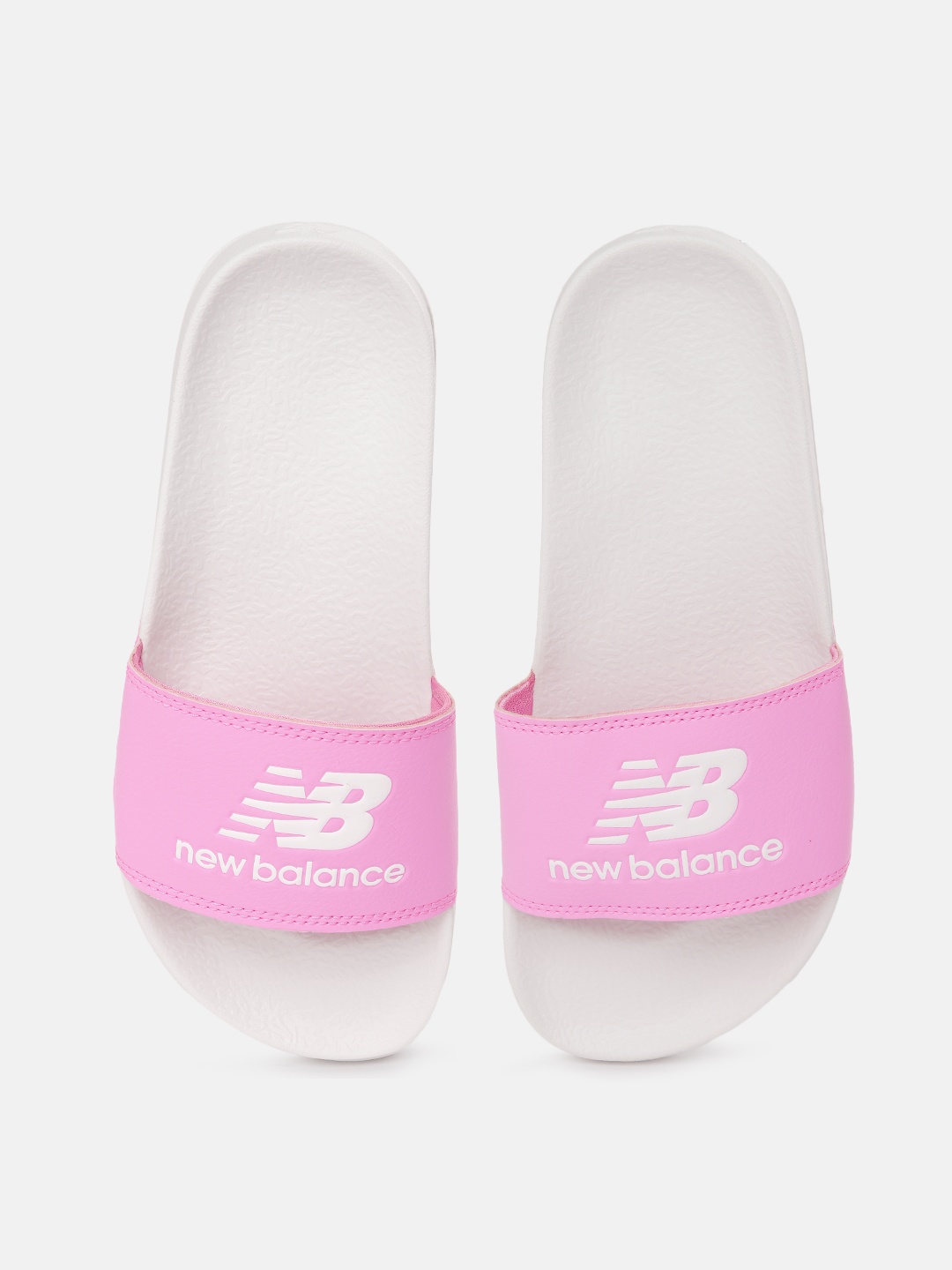 

New Balance Men Brand Logo Printed Rubber Sliders, Pink