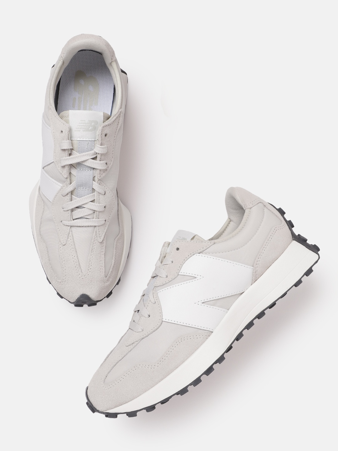 

New Balance Men Brand Logo Detail 327 Sports Shoes, Off white