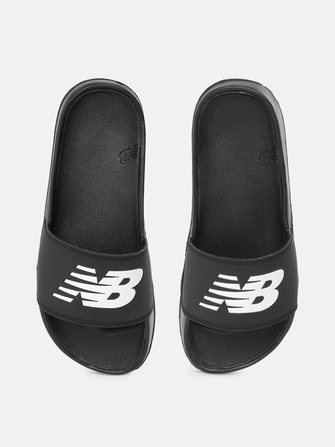 

New Balance Men Brand Logo Printed Rubber Sliders, Black