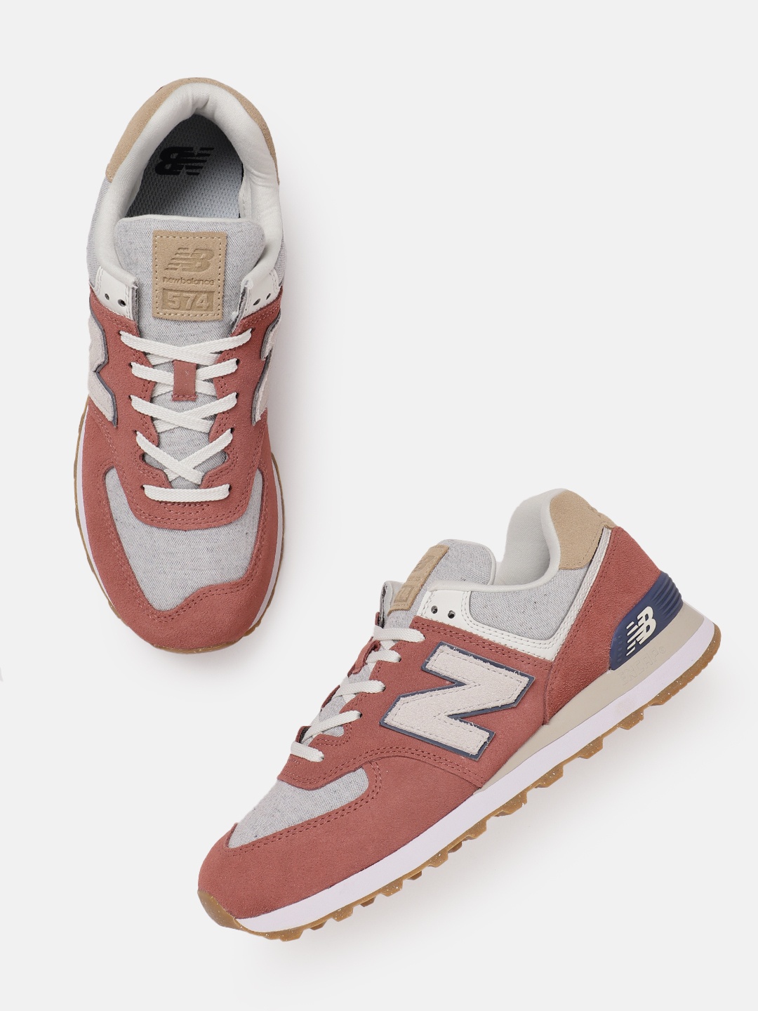 

New Balance Men Colourblocked Leather 574 Sports Shoes, Red