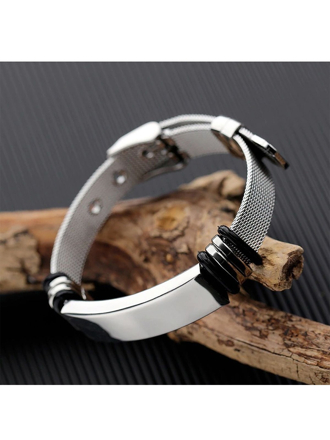 

ZIVOM Men Silver-Plated Wraparound Bracelet