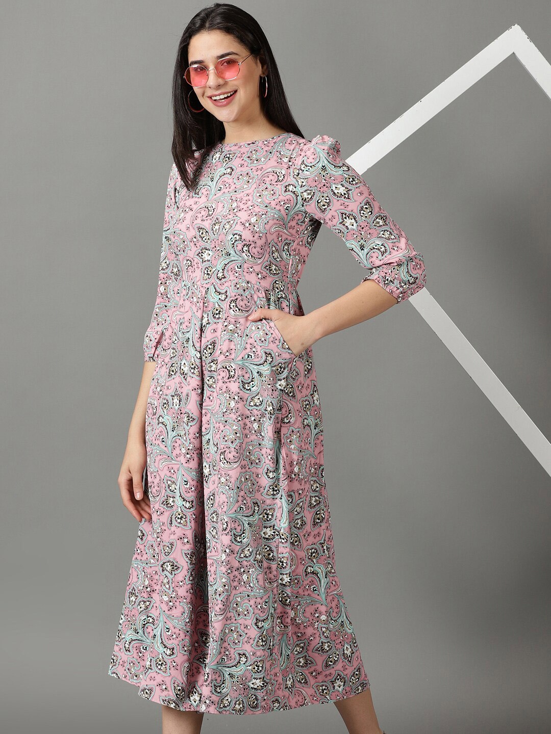

SHOWOFF Floral Printed Culotte Jumpsuit, Pink