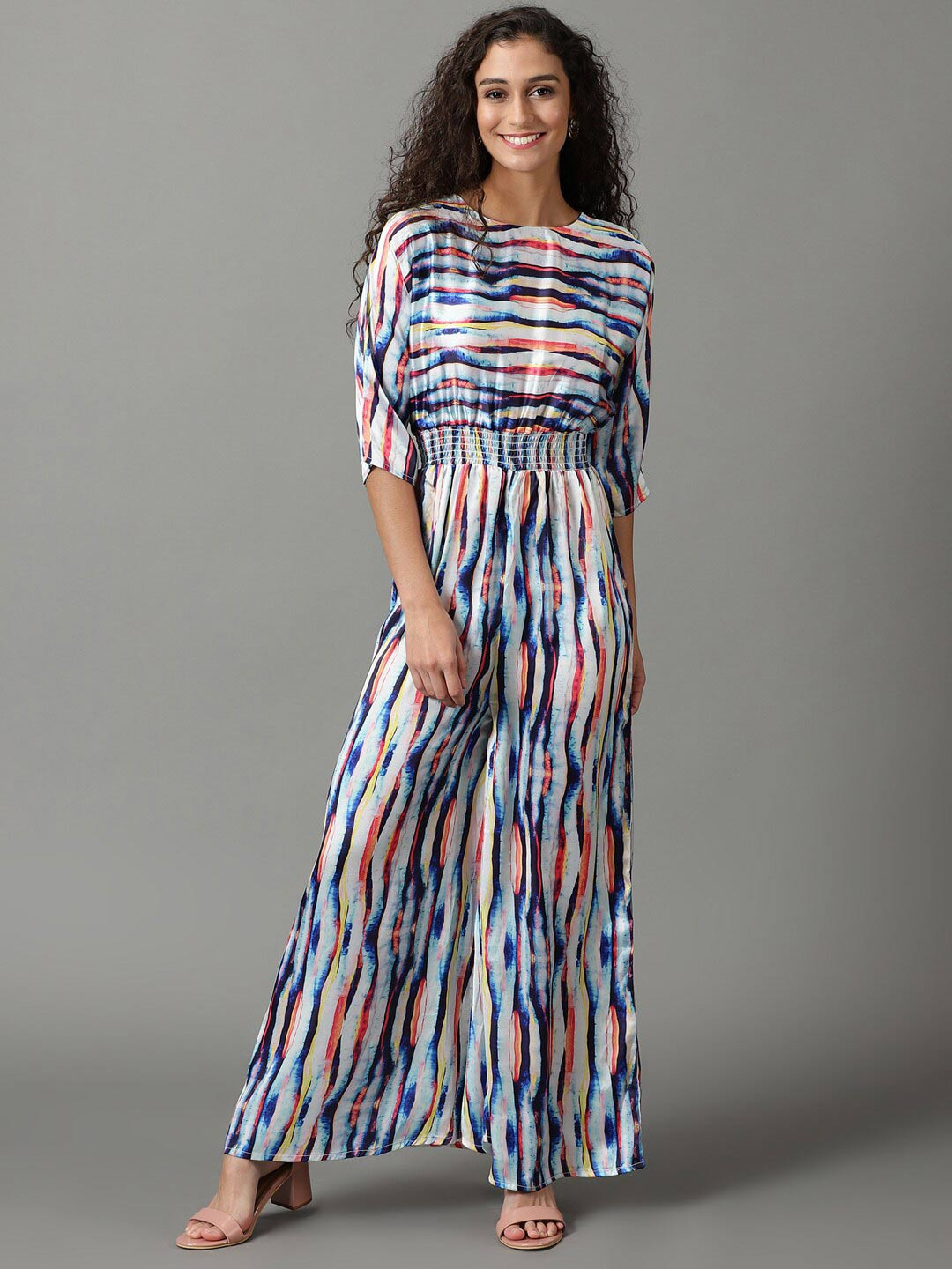 

SHOWOFF Abstract Printed Culotte Jumpsuit, White