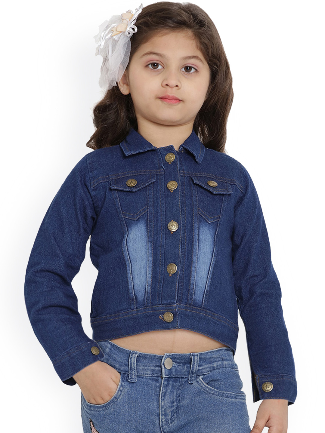 

Bitiya by Bhama Girls Washed Lightweight Denim Jacket, Blue