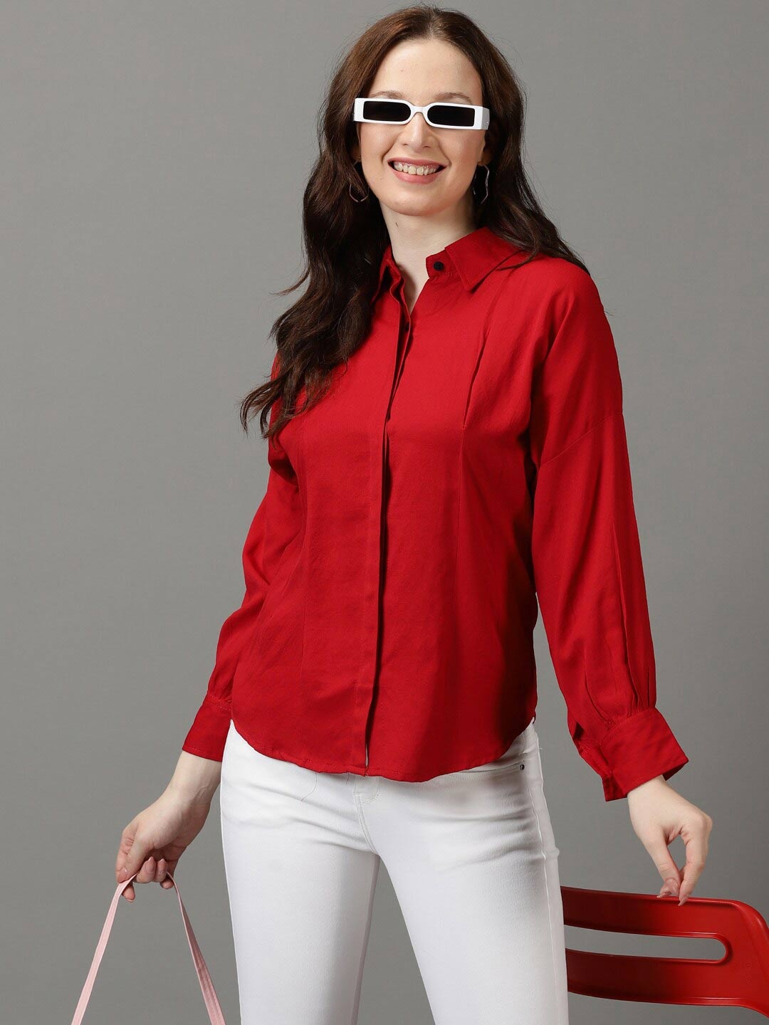 

SHOWOFF Comfort Spread Collar Casual Shirt, Red