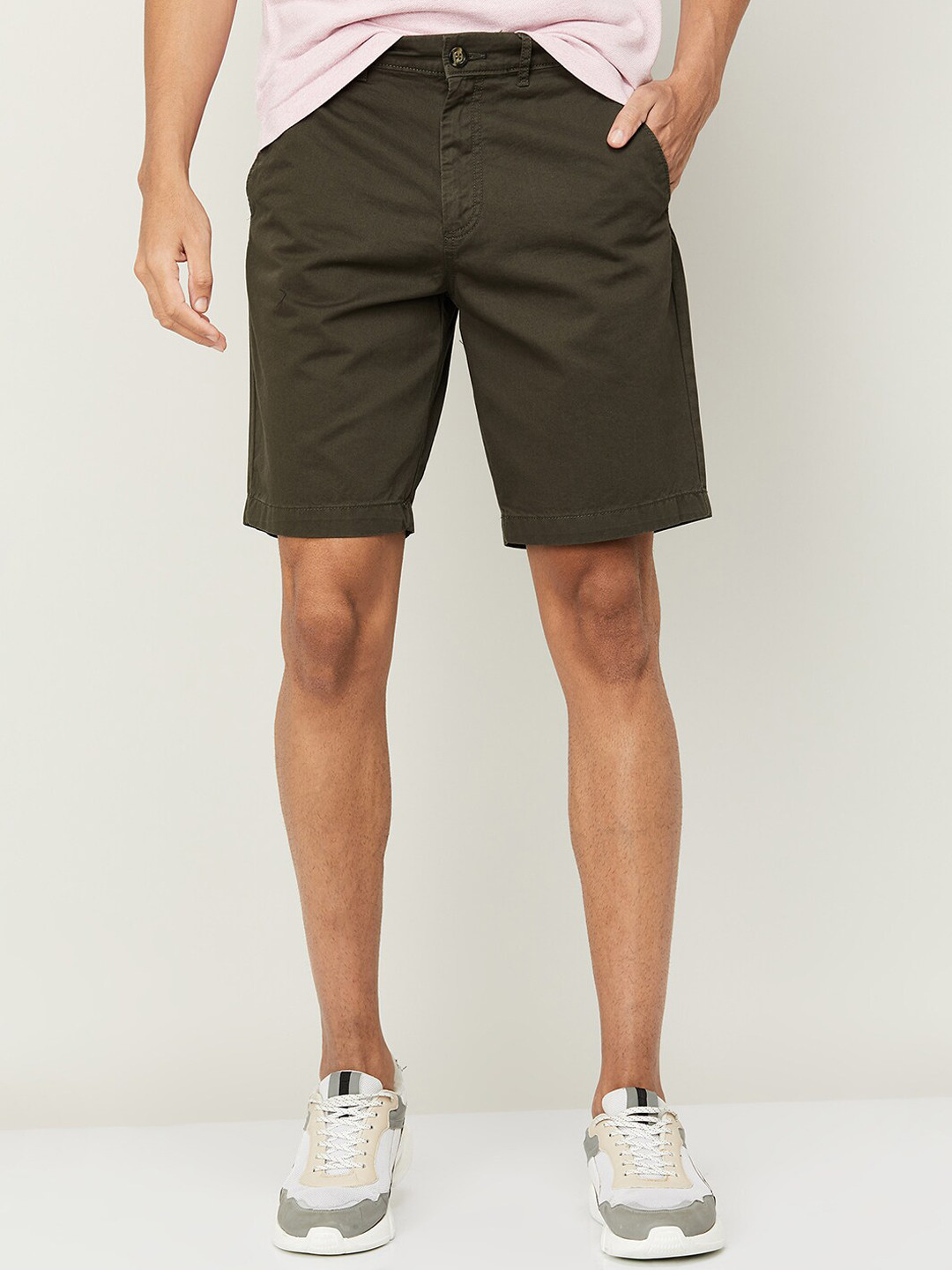 

Fame Forever by Lifestyle Men Mid-Rise Cotton Shorts, Olive
