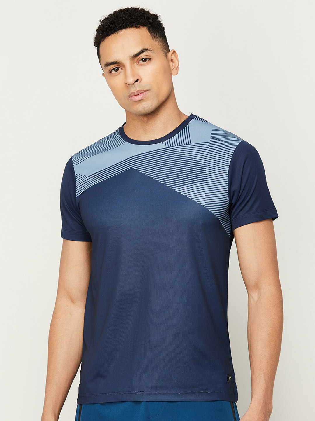 

Fame Forever by Lifestyle Striped Pure Cotton T-shirt, Navy blue