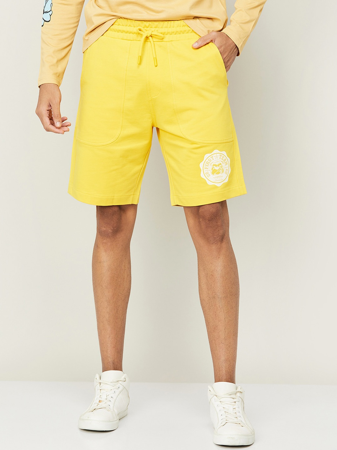 

Fame Forever by Lifestyle Men Mid-Rise Cotton Shorts, Yellow