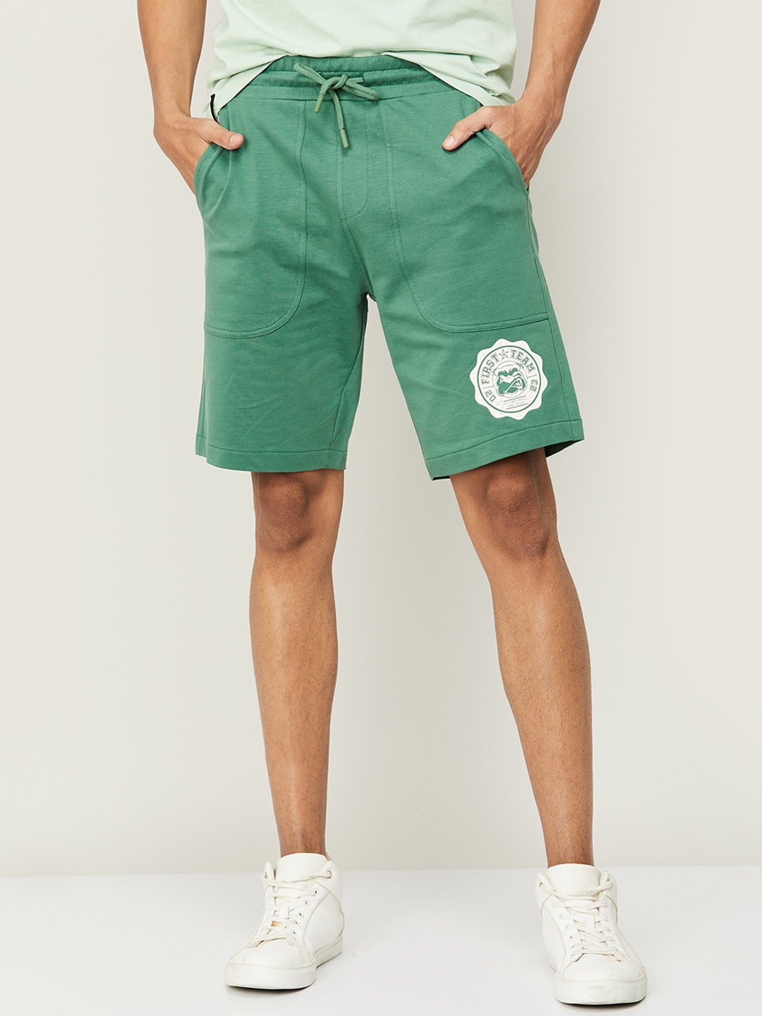 Fame Forever by Lifestyle Men Mid-Rise Cotton Shorts, Sea green