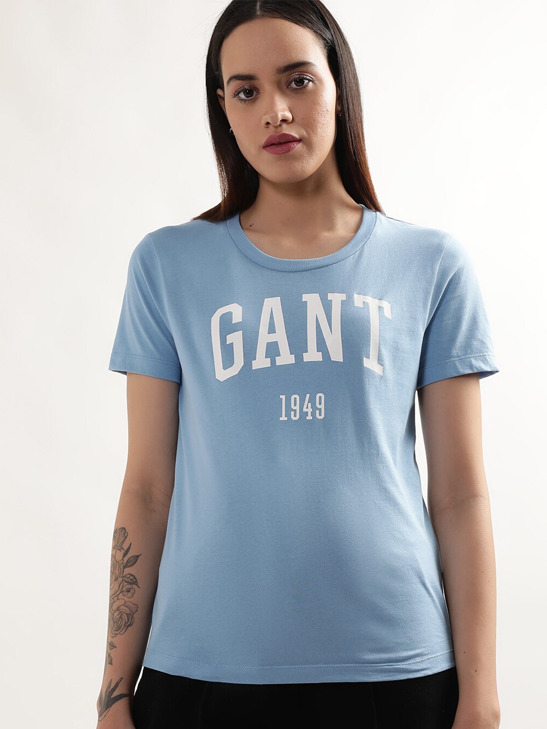 

GANT Typography Round Neck Pure Cotton T-shirt, Blue