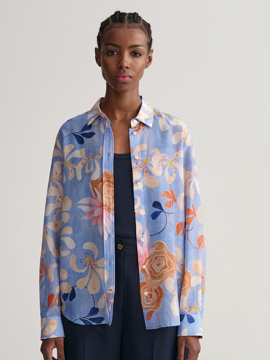 

GANT Floral Printed Cotton Casual Shirt, Blue