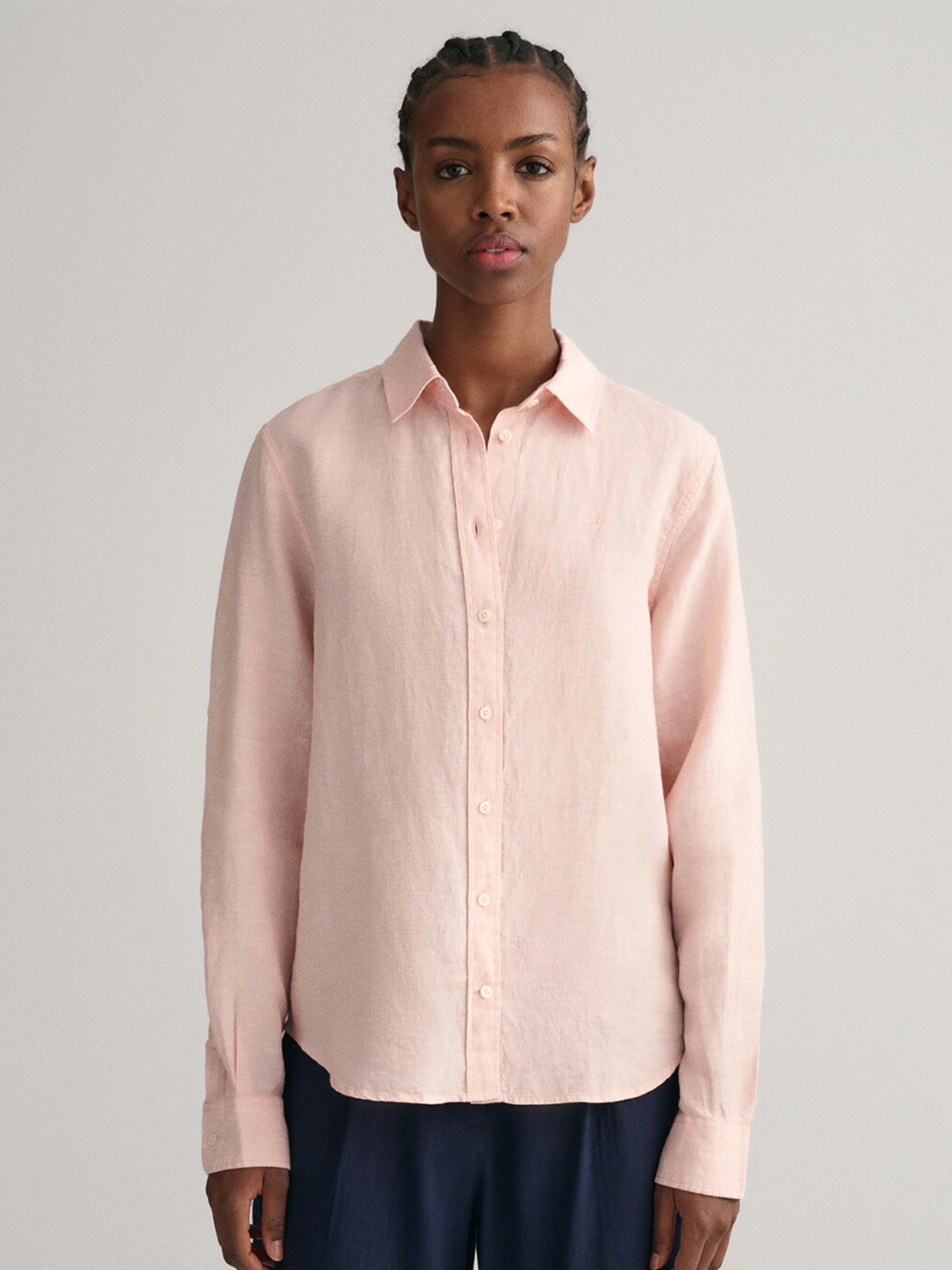 

GANT Spread Collar Opaque Linen Casual Shirt, Pink