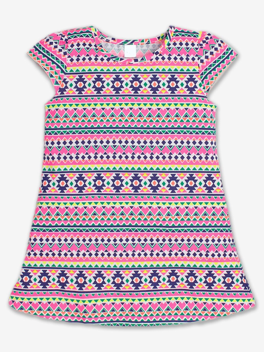 

Hopscotch Girls Geometric Printed A-Line Dress, Pink