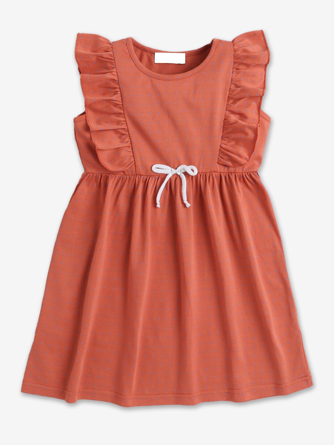 

Hopscotch Girls Fit & Flare Ruffle Casual Cotton Dress, Rust