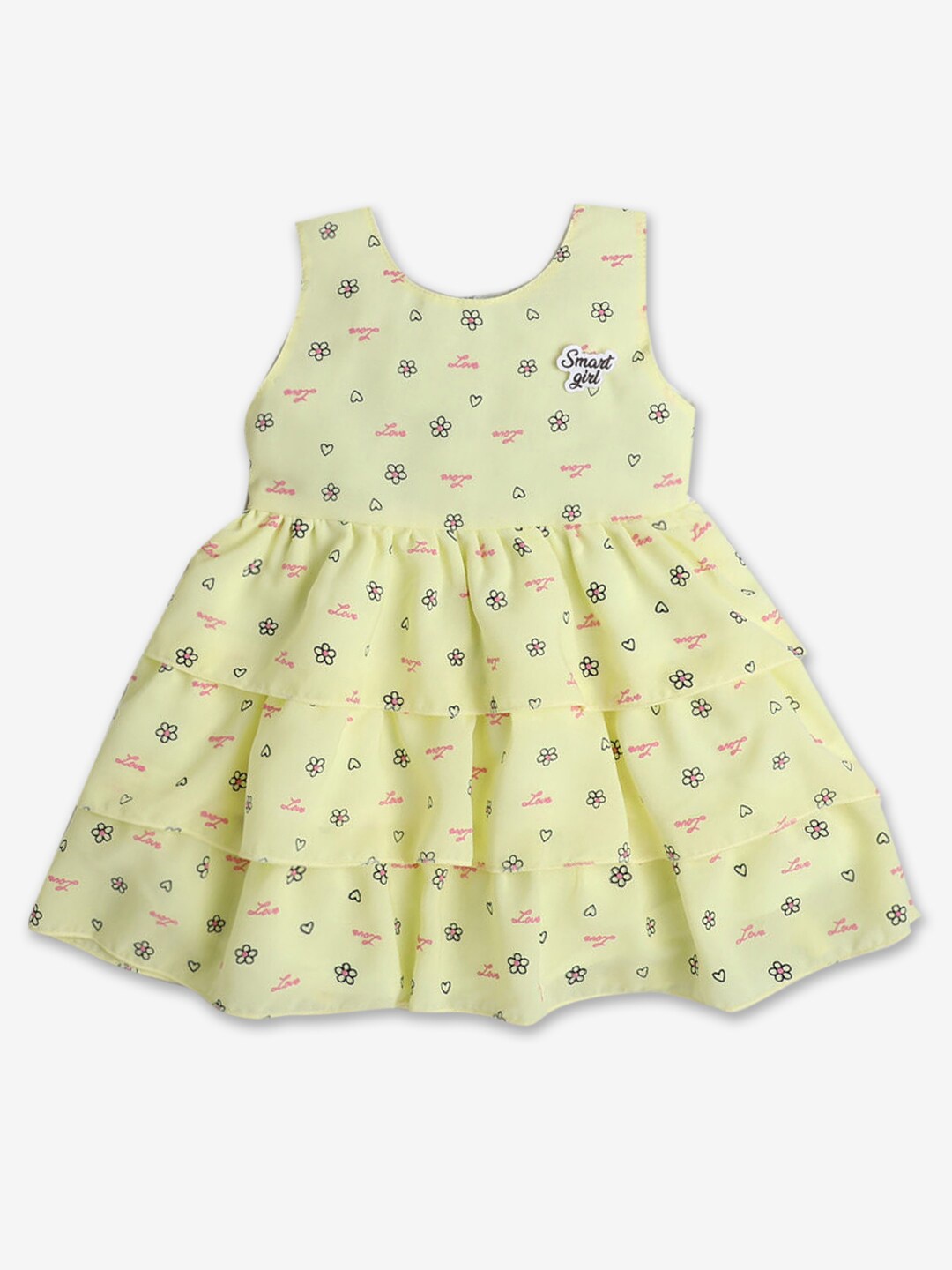 

Hopscotch Infants Girls Printed Fit & Flare Tiered Dress, Yellow