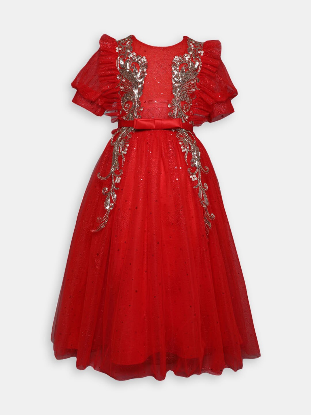 

Hopscotch Girls Fit & Flare Embellished Maxi Party Dress, Red