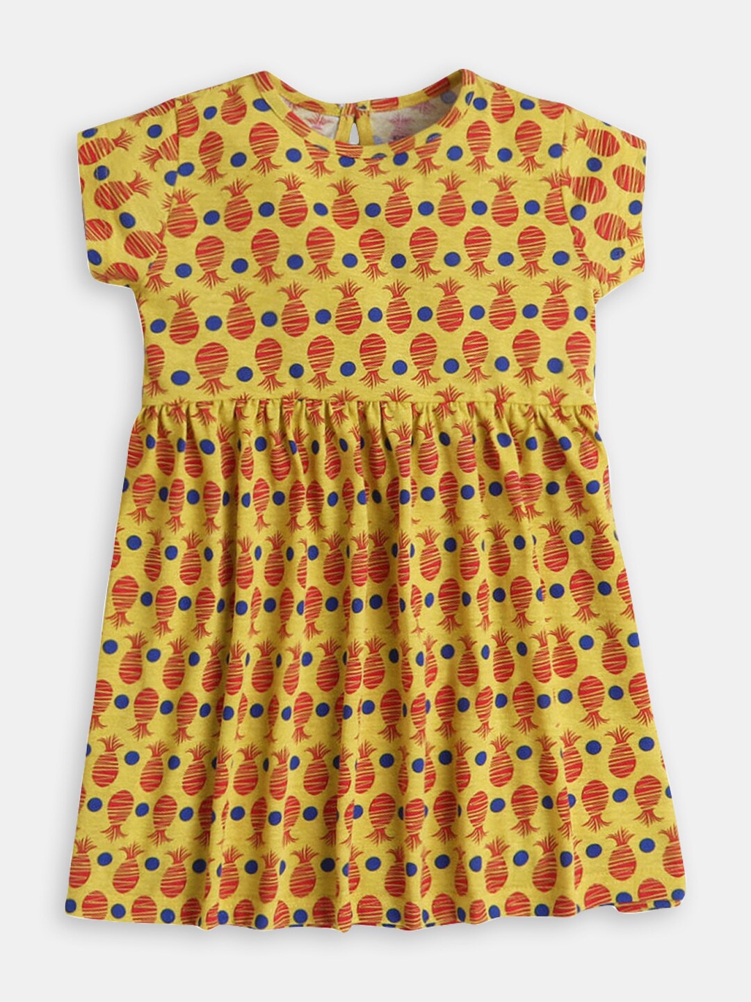 

Hopscotch Girls Ethnic Print Fit & Flare Cotton Dress, Yellow