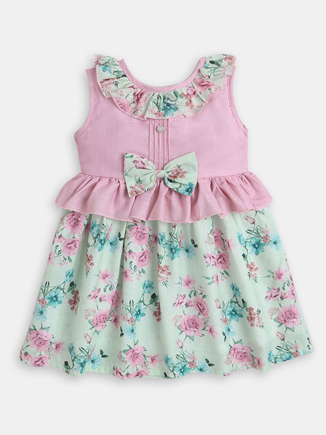 

Hopscotch Girls Floral Print Fit & Flare Dress, Pink