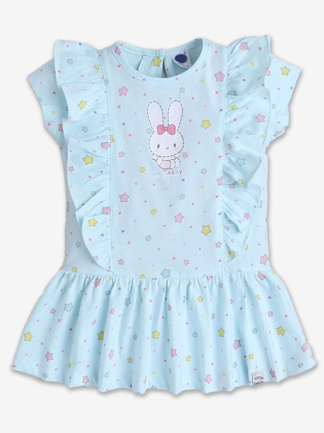 

Hopscotch Girls Print Drop-Waist Ruffle Cotton Dress, Blue