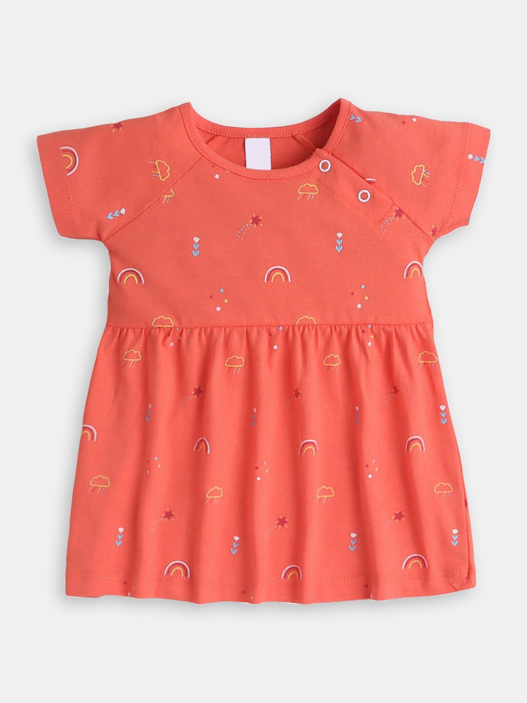 

Hopscotch Girls Printed A-Line Cotton Dress, Orange