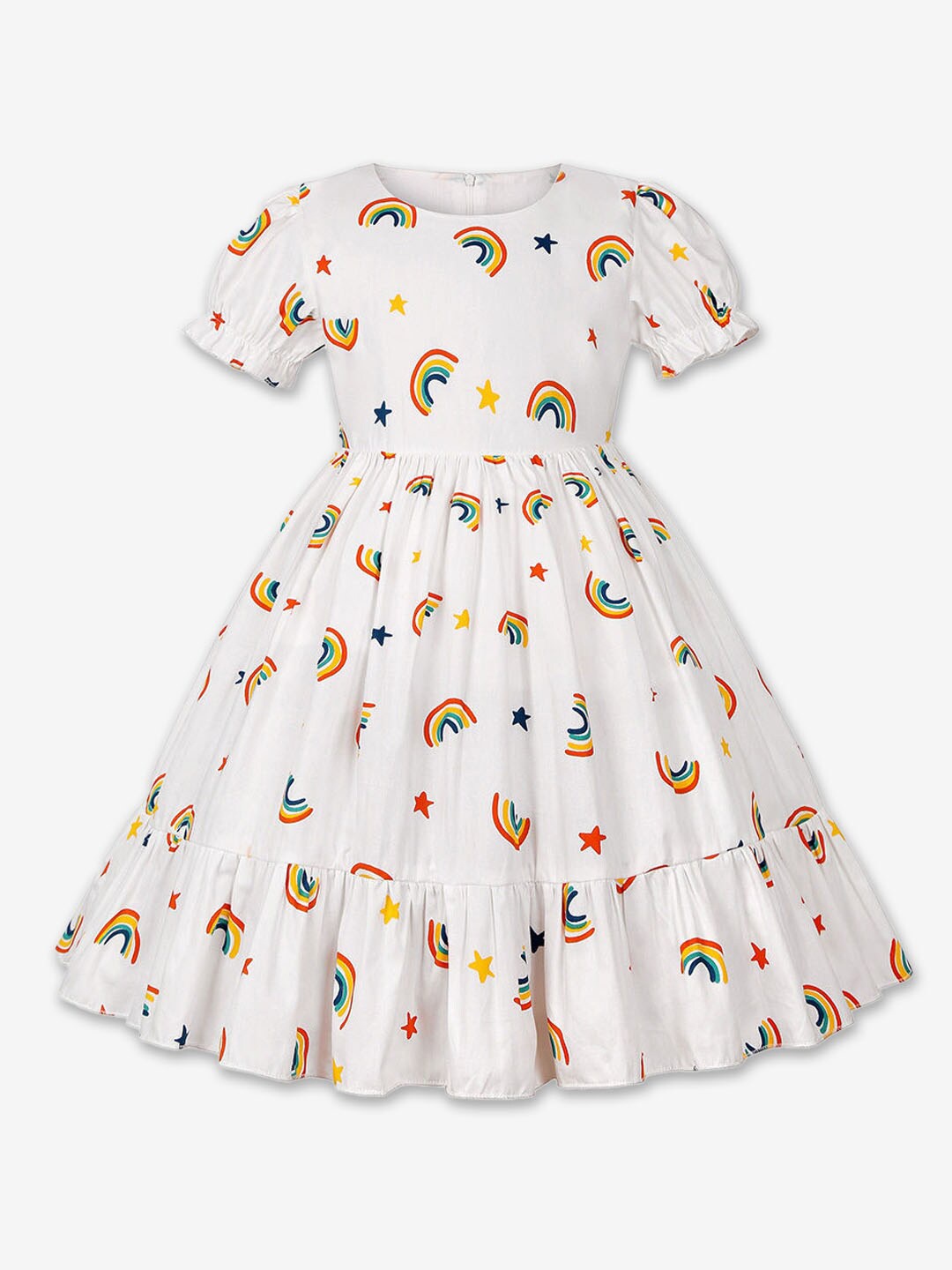

Hopscotch Girls Printed Fit & Flare Dress, White
