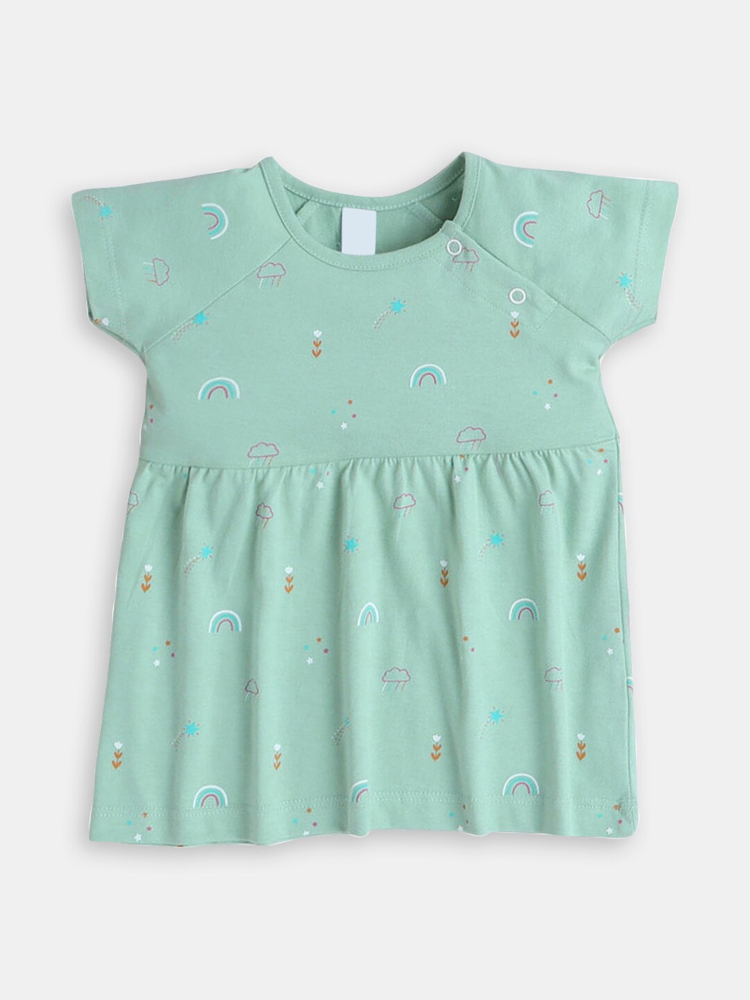 

Hopscotch Infant Girls Conversational Printed Cotton A-Line Dress, Green