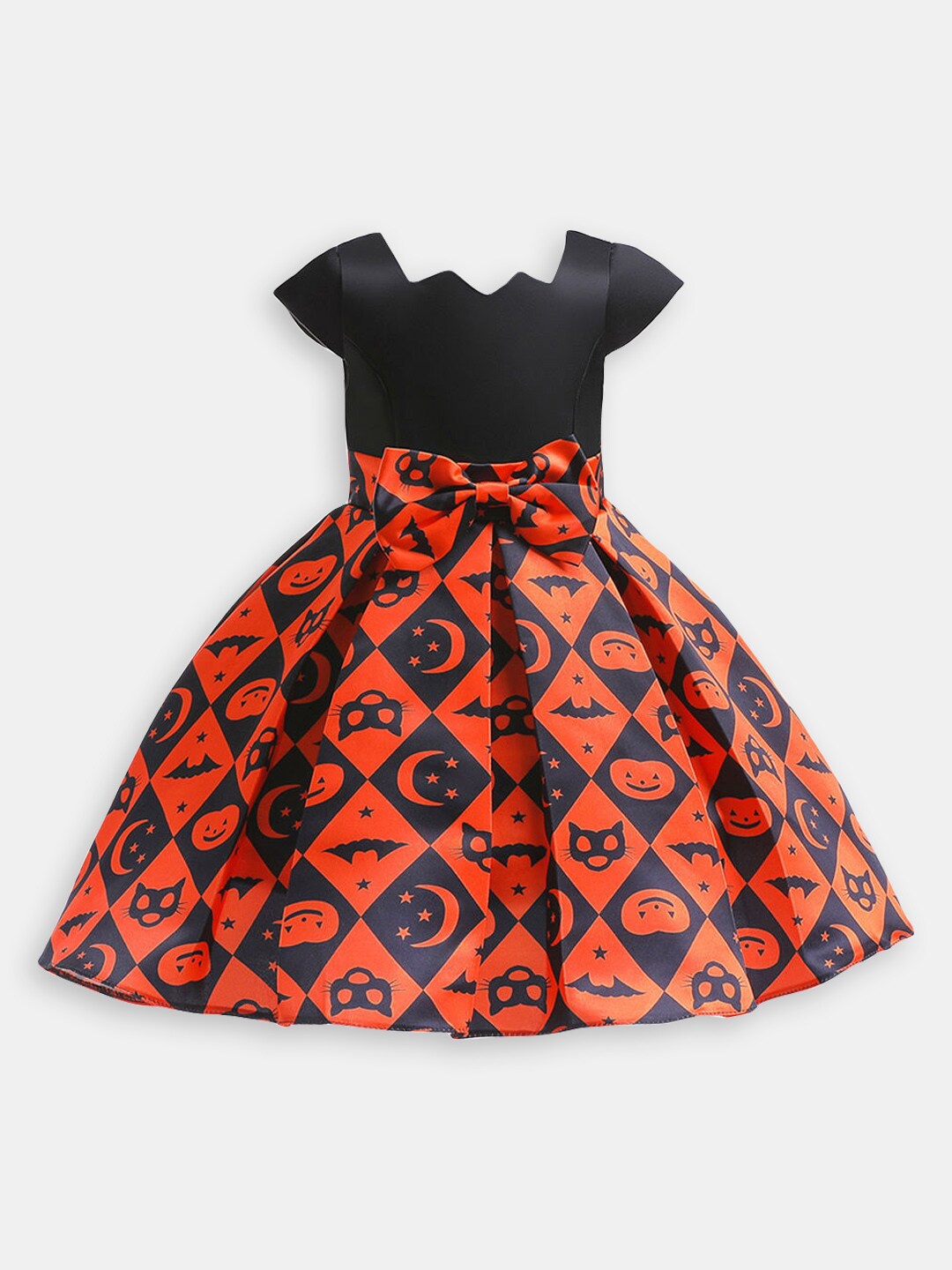 

Hopscotch Girls Asymmetric Neck Bow Gown Dress, Orange