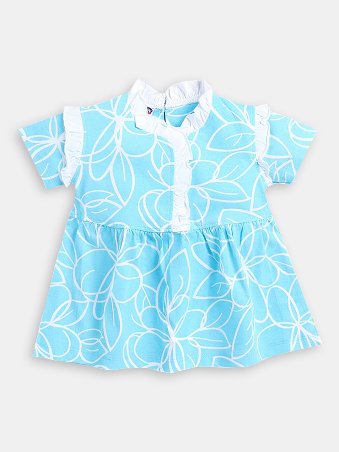 

Hopscotch Infant Girls Floral Printed Cotton Fit & Flare Dress, Blue