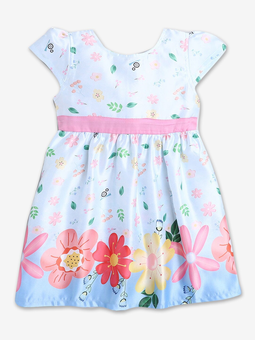 

Hopscotch Girls Floral Printed Cotton Fit And Flare Dress, Blue