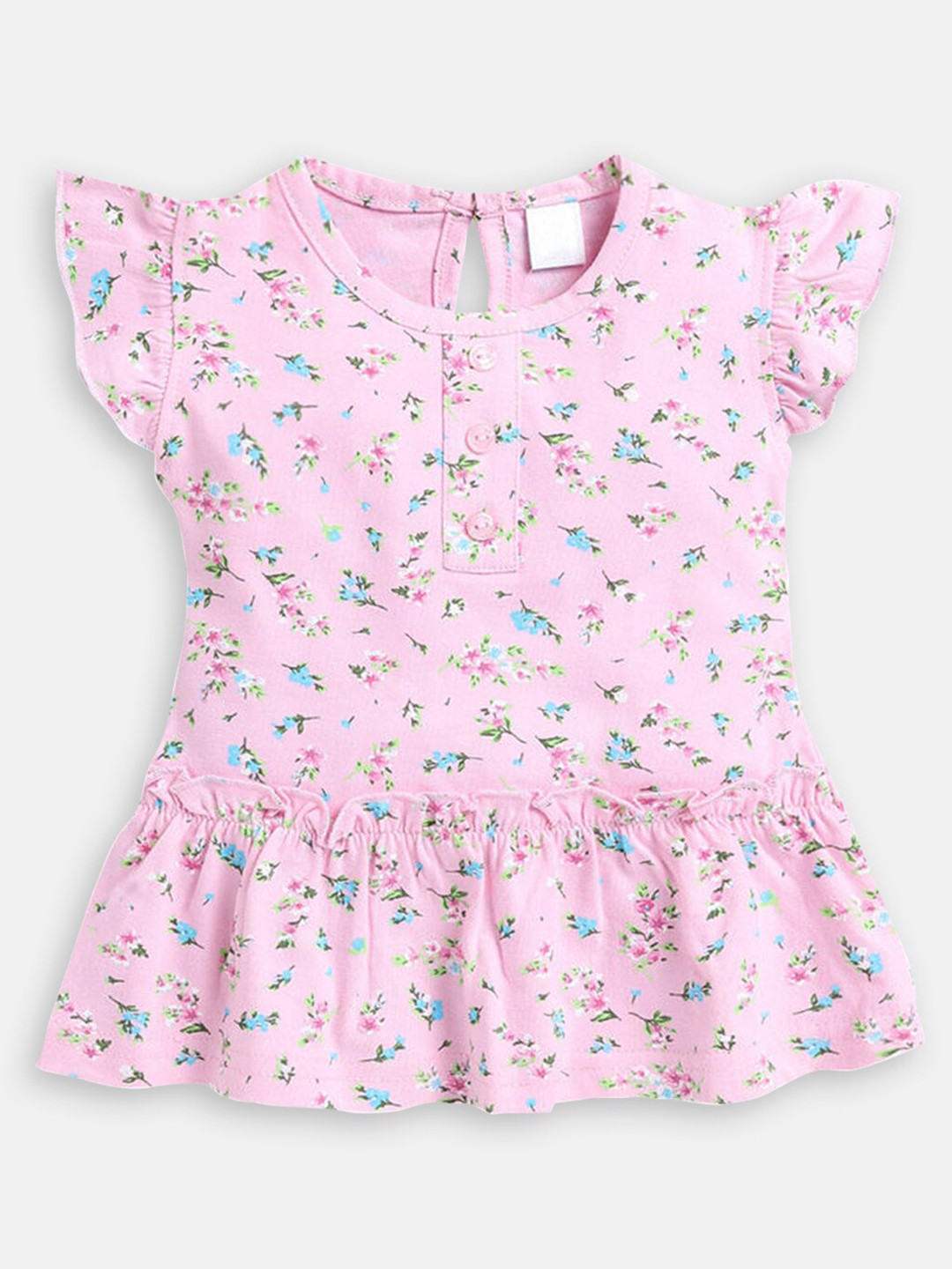 

Hopscotch Infant Girls Floral Printed Cotton Drop-Waist Dress, Pink