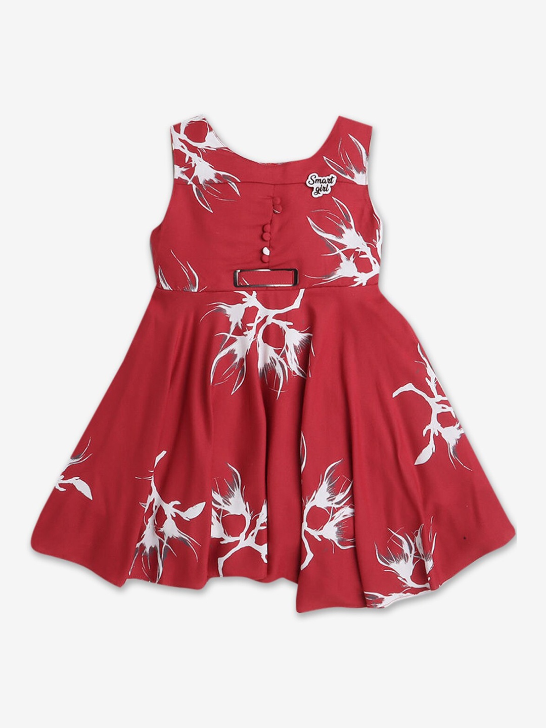 

Hopscotch Girls Abstract Printed Cotton Fit & Flare Dress, Red