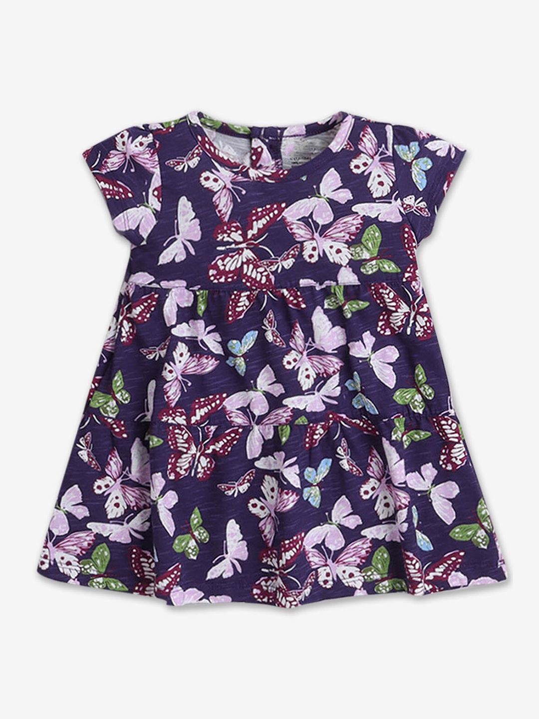 

Hopscotch Girls Conversational Printed Cotton A-Line Dress, Navy blue