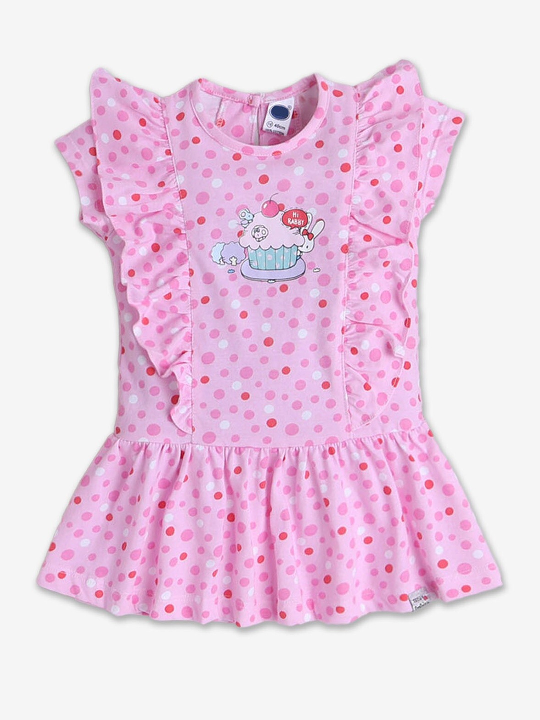 

Hopscotch Girls Round Neck Polka Dot Printed Cotton Drop-Waist Dress, Pink