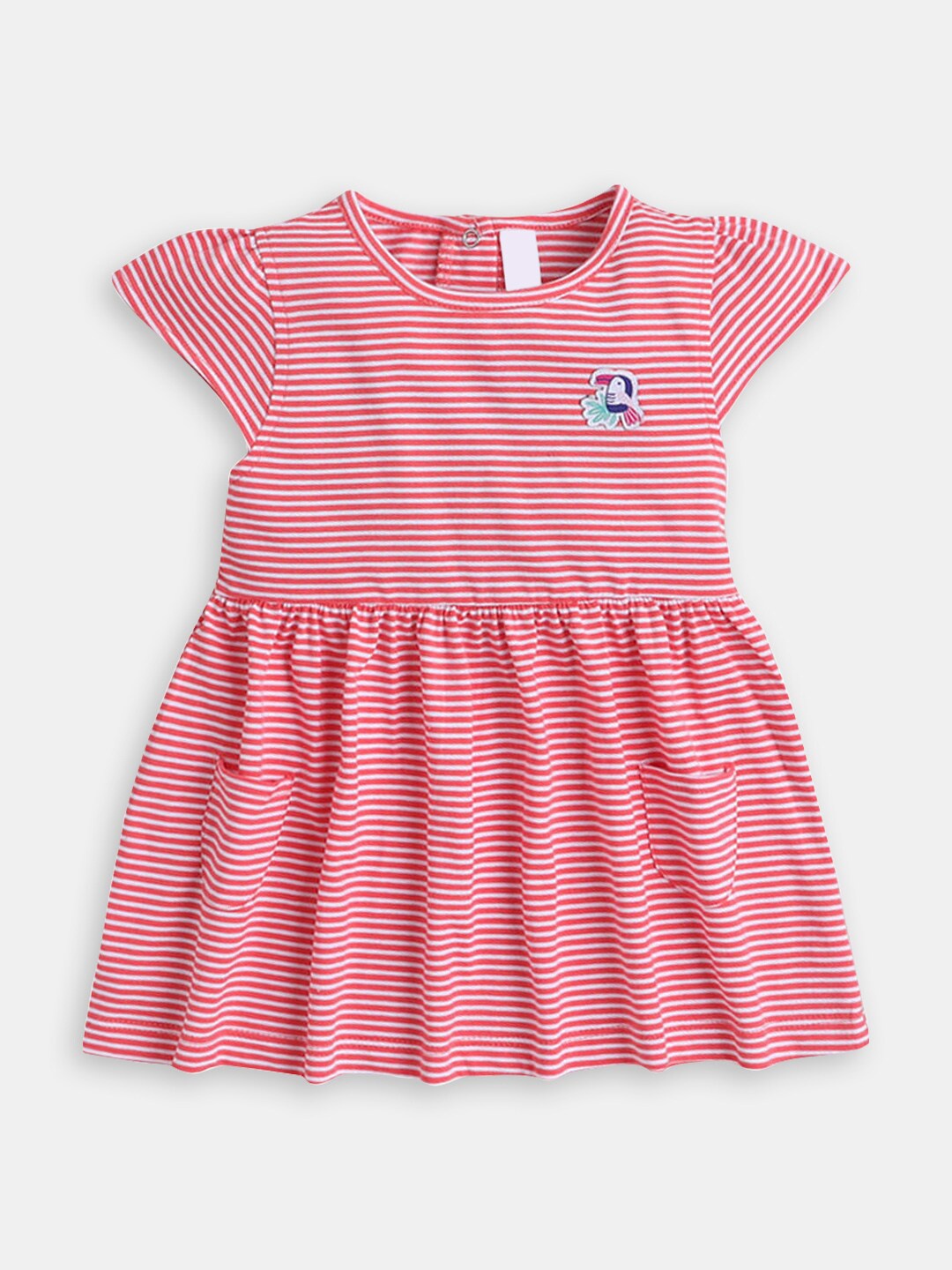 

Hopscotch Infant Girls Striped Cap Sleeves Fit & Flare Dress, Coral